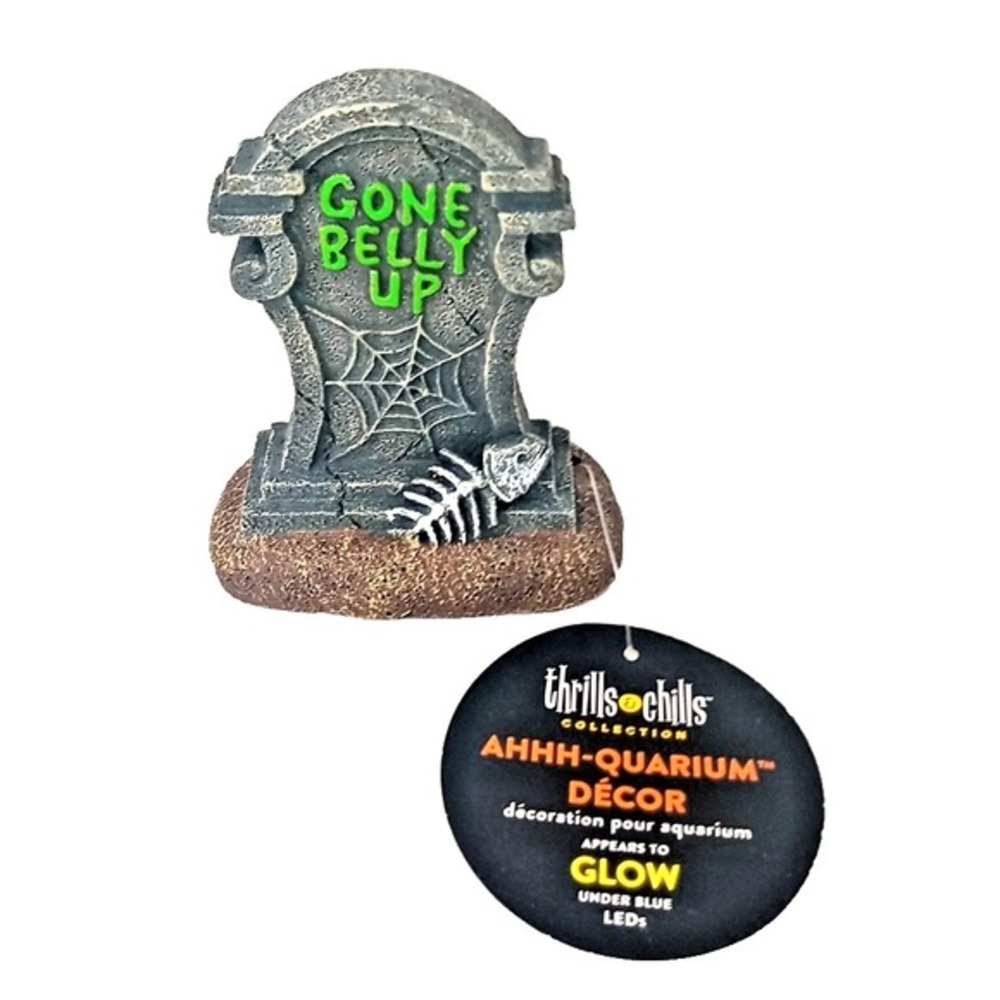 Thrills‎ & Chills Fish Ahhh-Quarium Decor Gravestone Gone Belly Up Halloween NWT
